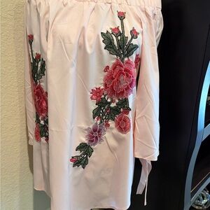 Armani Exchange Pink Floral Embroidered Blouse